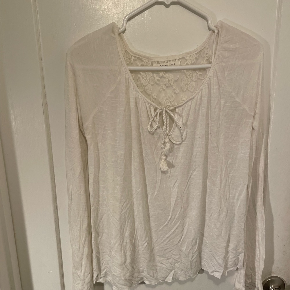 Aeropostale Cream Lace Accent Blouse